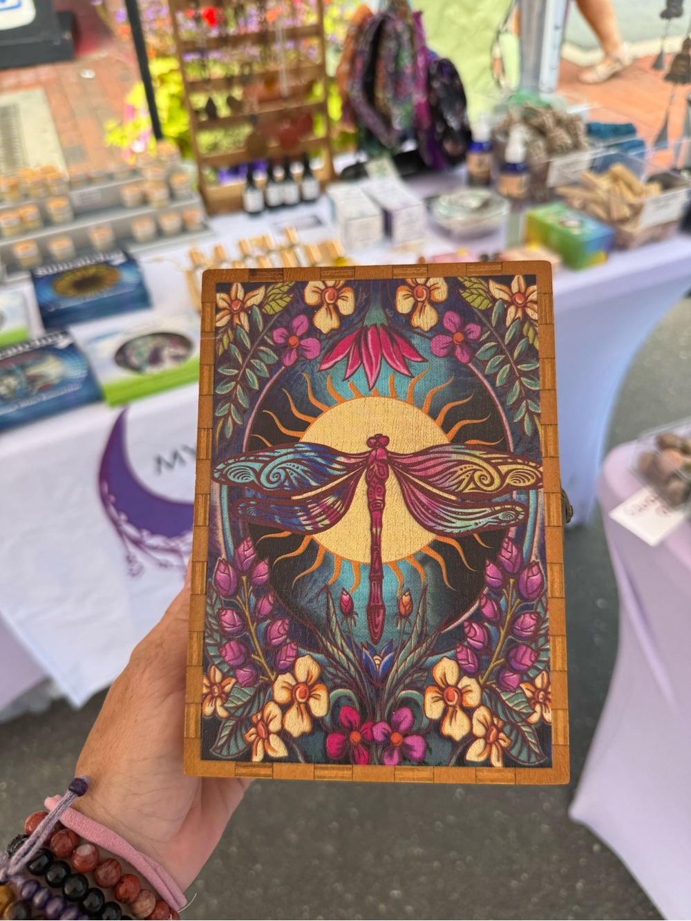 Decorative Dragonfly Wood Box - Multicolor